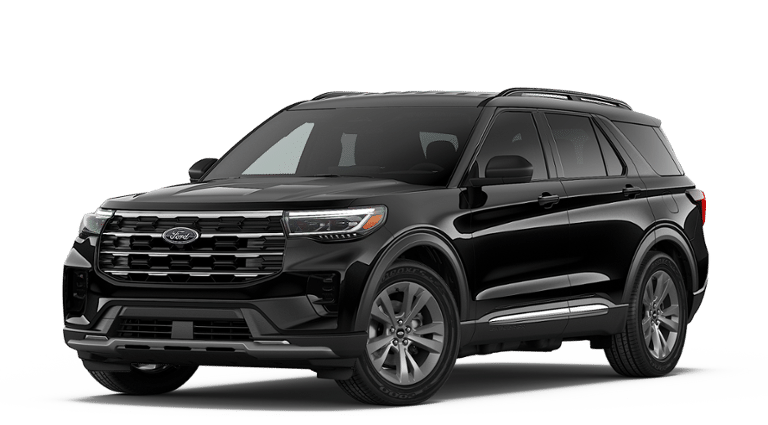 2026 Ford Explorer Active in Agate Black Metallic — front three-quarter view