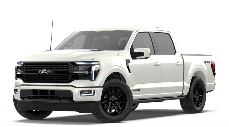2026 Ford F-150 Platinum in Star White Metallic Tri-Coat — front three-quarter view